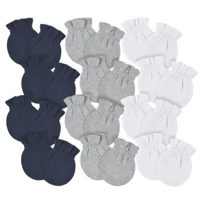 12-Pack Baby Neutral Navy, Gray, & White No Scratch Mittens