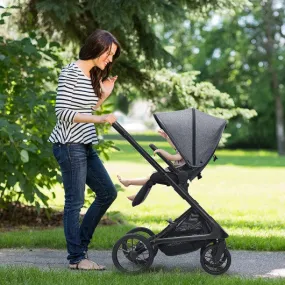 2 in 1 Convertible Baby Stroller with Oversized Storage Basket-Gray