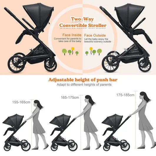 2 in 1 Convertible Baby Stroller with Oversized Storage Basket