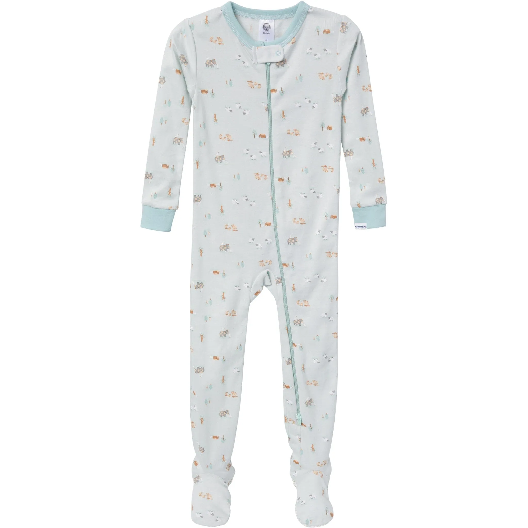 2-Pack Baby & Toddler Neutral Farm Snug Fit Footed Pajamas