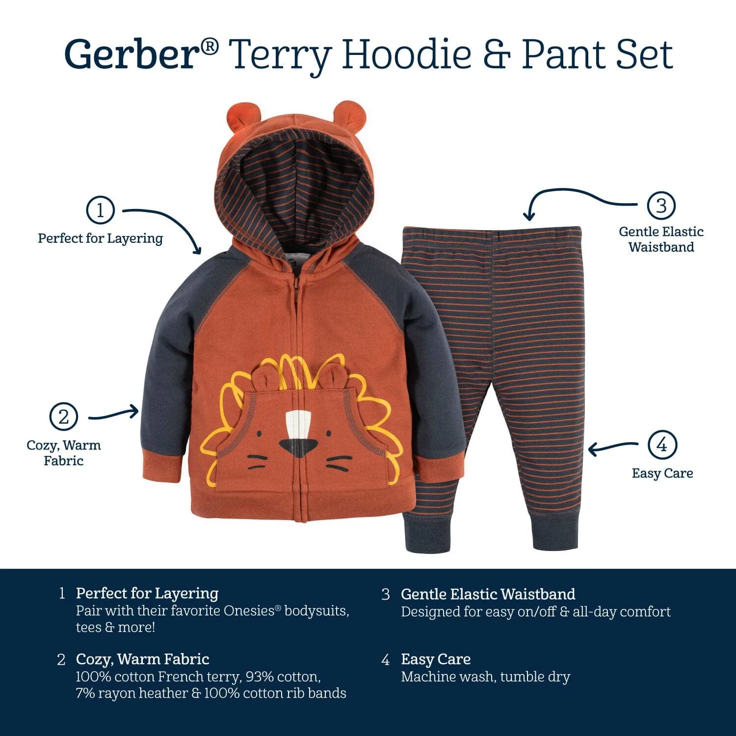 2-Piece Baby & Toddler Boys Roaring Adventure Hoodie & Active Pant Set