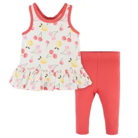 2-Piece Baby Girls Cherry Kisses Sleeveless Tunic & Legging Set