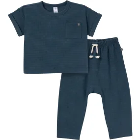 2-Piece Infant & Toddler Boys Navy Pants and Shirt Set