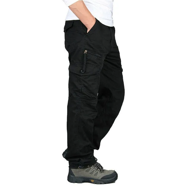 2021 Mens Cargo Pants Tactical Multi-Pocket Overalls Male Combat Cotton Loose Slacks Trousers Army Military Work Straight Pants