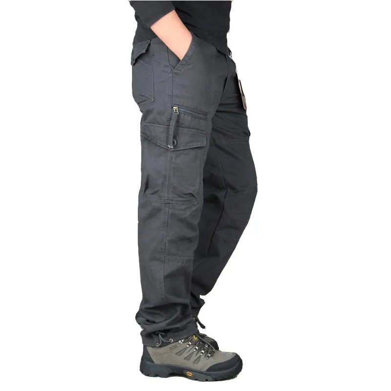 2021 Mens Cargo Pants Tactical Multi-Pocket Overalls Male Combat Cotton Loose Slacks Trousers Army Military Work Straight Pants