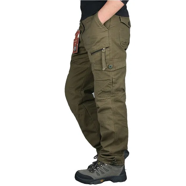 2021 Mens Cargo Pants Tactical Multi-Pocket Overalls Male Combat Cotton Loose Slacks Trousers Army Military Work Straight Pants