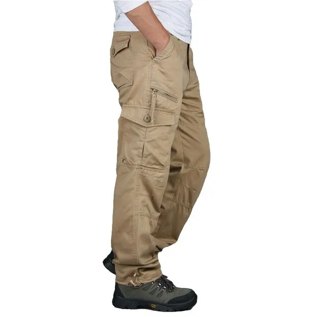 2021 Mens Cargo Pants Tactical Multi-Pocket Overalls Male Combat Cotton Loose Slacks Trousers Army Military Work Straight Pants