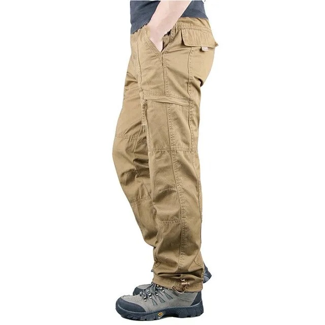 2021 Mens Cargo Pants Tactical Multi-Pocket Overalls Male Combat Cotton Loose Slacks Trousers Army Military Work Straight Pants