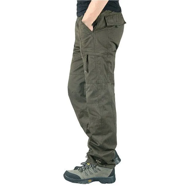 2021 Mens Cargo Pants Tactical Multi-Pocket Overalls Male Combat Cotton Loose Slacks Trousers Army Military Work Straight Pants