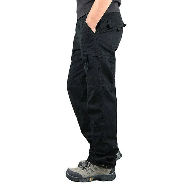 2021 Mens Cargo Pants Tactical Multi-Pocket Overalls Male Combat Cotton Loose Slacks Trousers Army Military Work Straight Pants