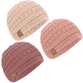 3-Pack Warmzy Baby Beanies (Tea Rose, M)