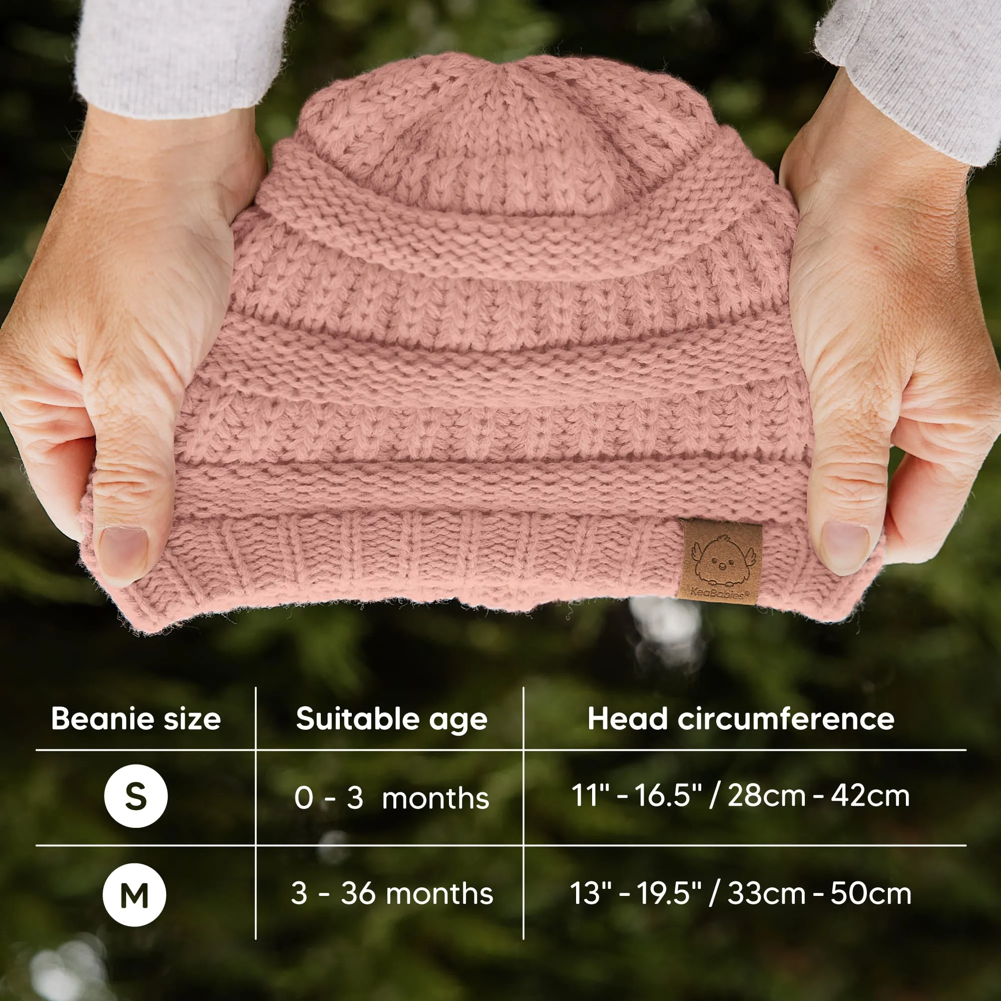 3-Pack Warmzy Baby Beanies (Tea Rose, M)