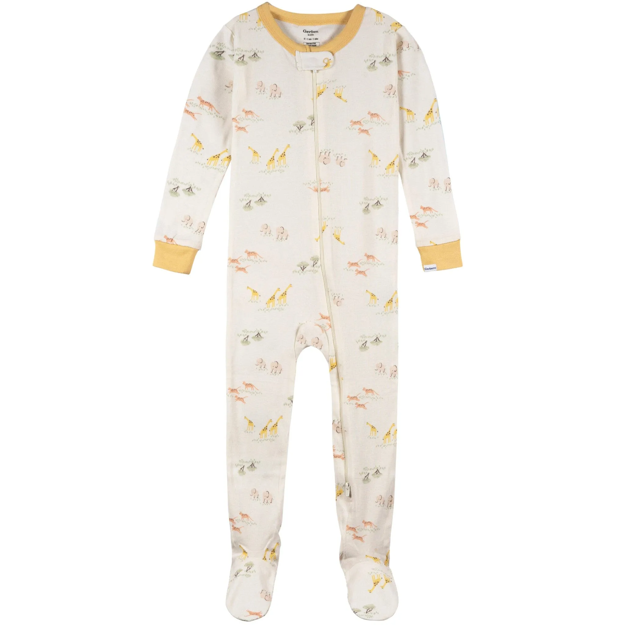 4-Pack Baby & Toddler Neutral Safari Snug Fit Footed Pajamas