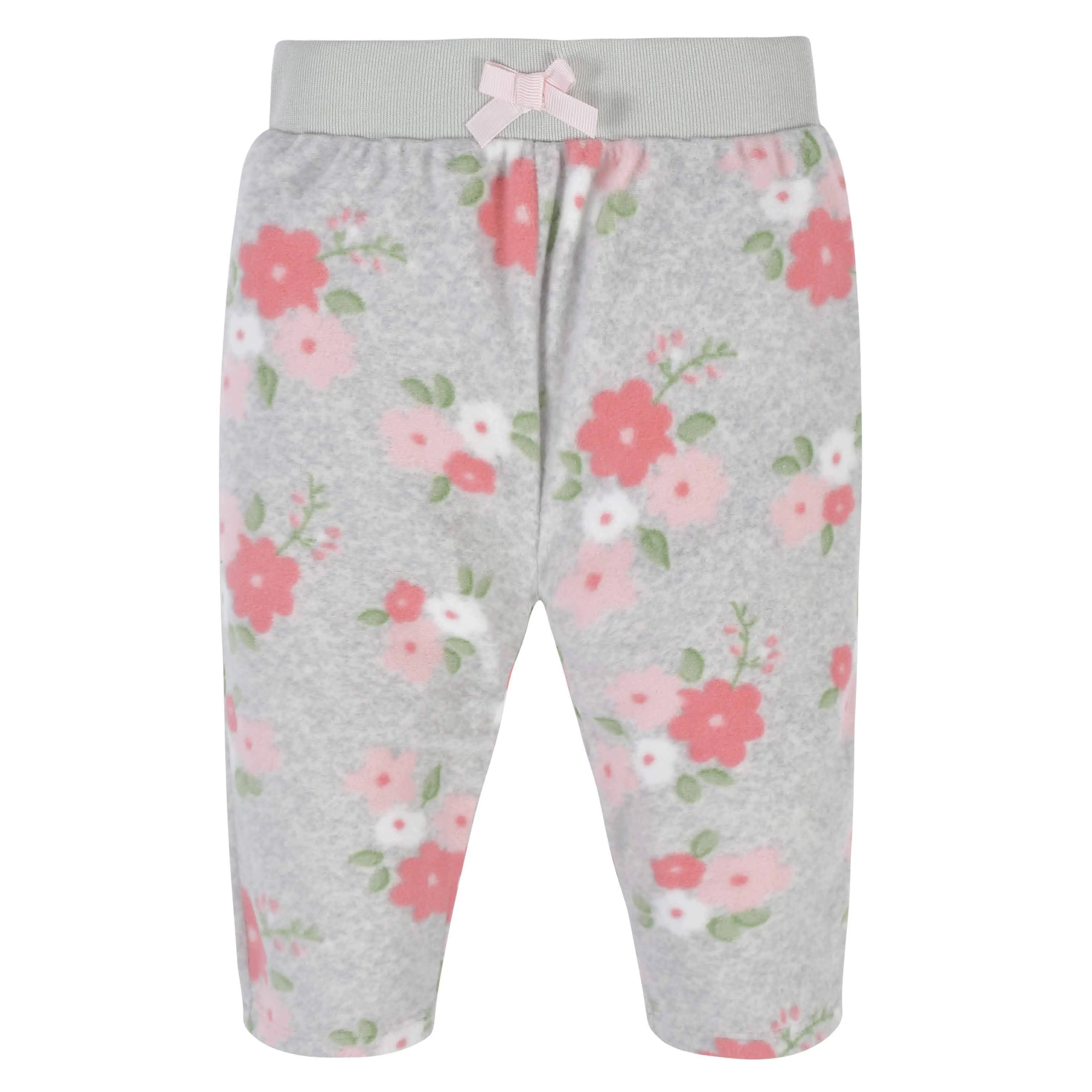 4-Pack Baby Girls Floral Microfleece Pants