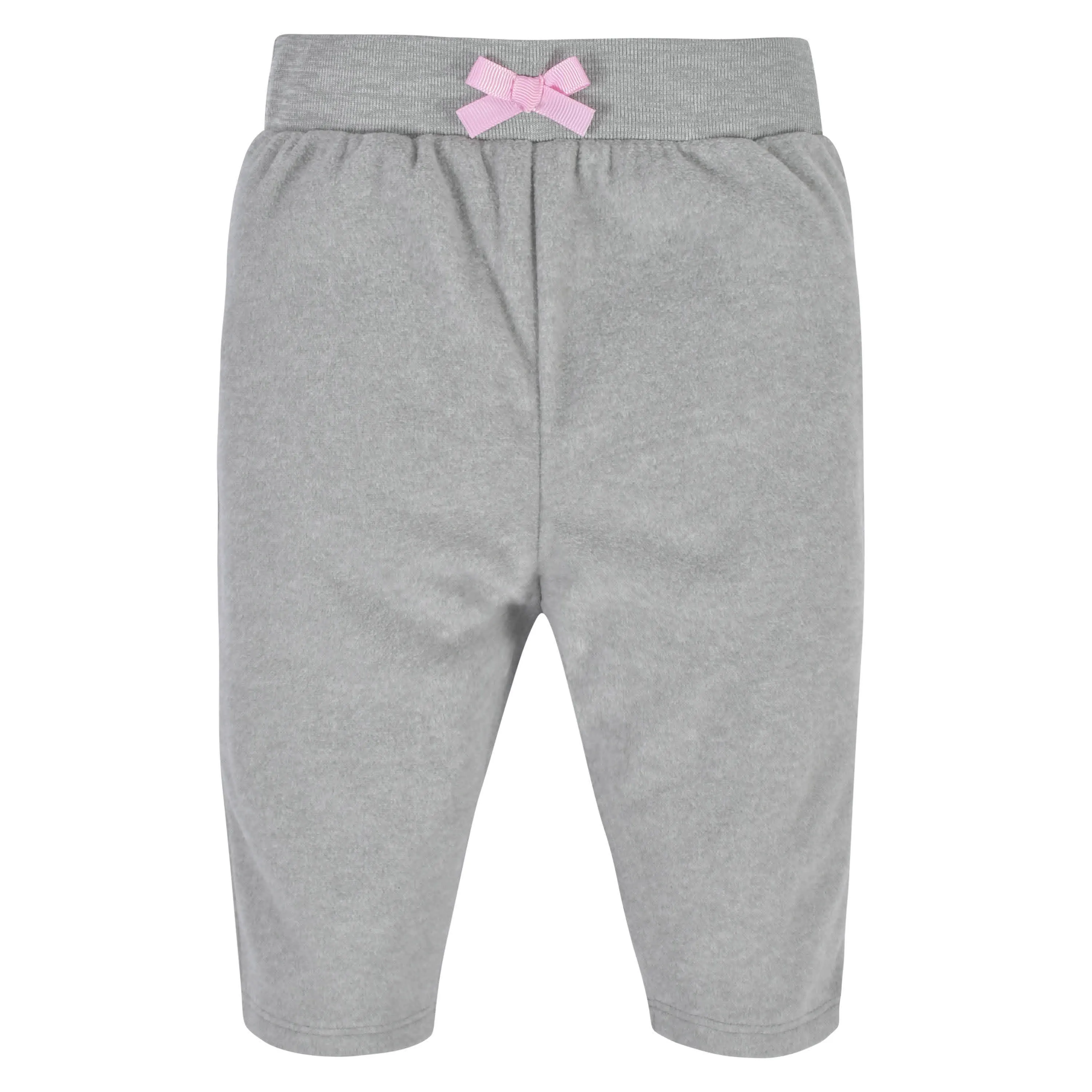 4-Pack Baby Girls Pink, Gray, & Black Microfleece Pants