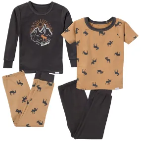 4-Piece Infant & Toddler Boys Moose Tops and Pants Sets