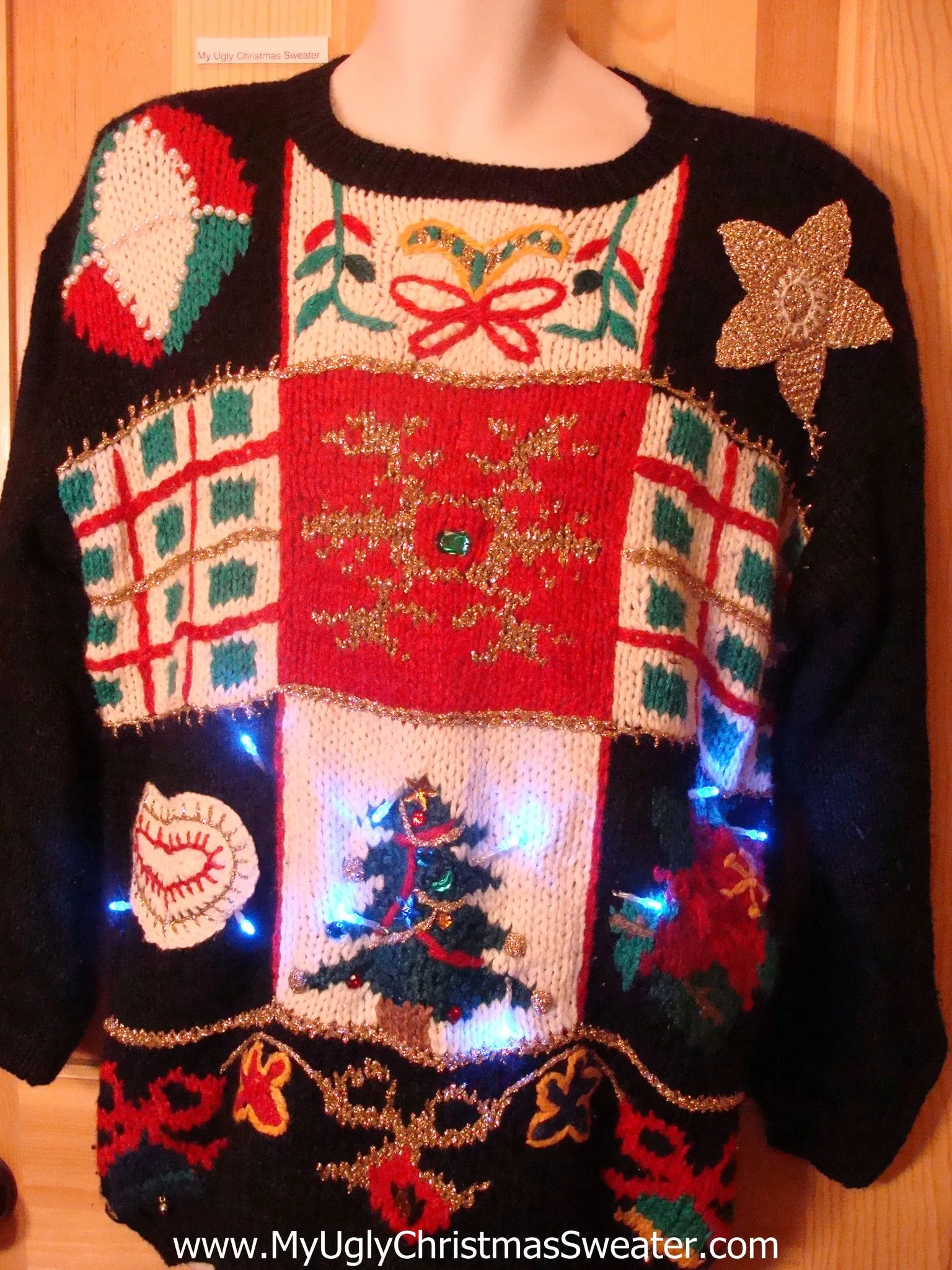 80s Retro Horrible Light Up Sweater with Crazy Pattern