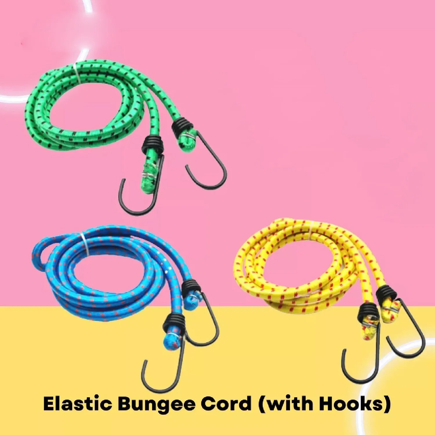 9067 High Strength Elastic Bungee, Shock Cord Cables, Luggage Tying Rope with Hooks