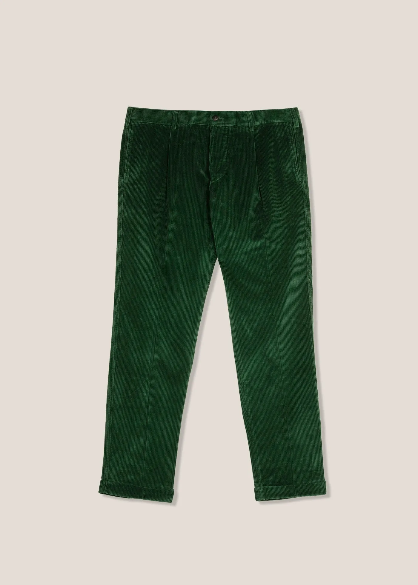 AANTIOCO SINGLE PLEATD COTTON CORDUROY TROUSERS