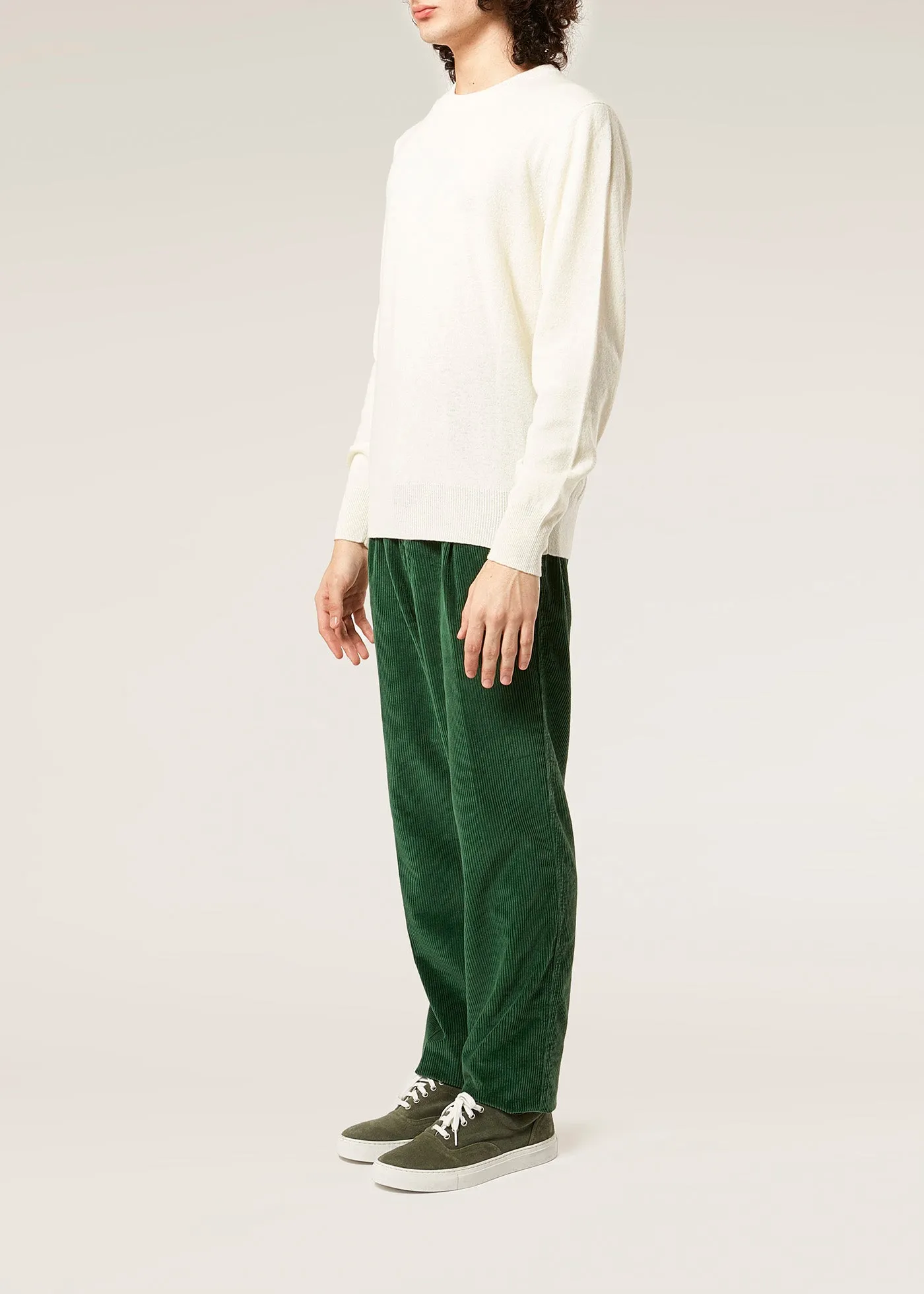 AANTIOCO SINGLE PLEATD COTTON CORDUROY TROUSERS