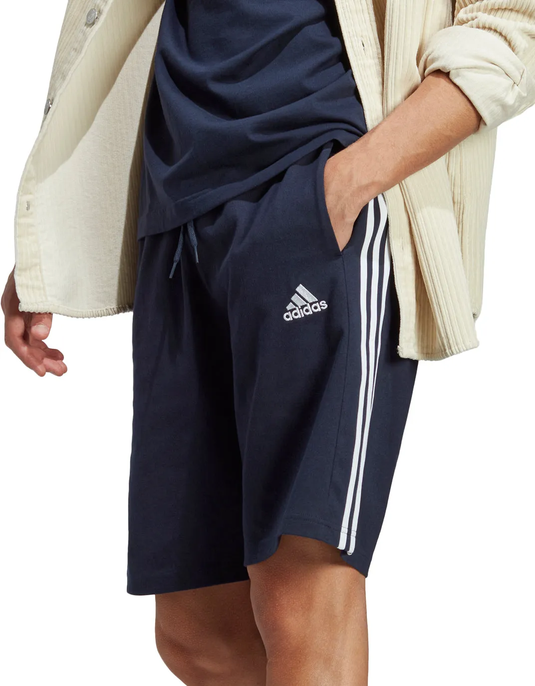 adidas Essentials 3 Stripes 10 Inch Mens Shorts - Navy