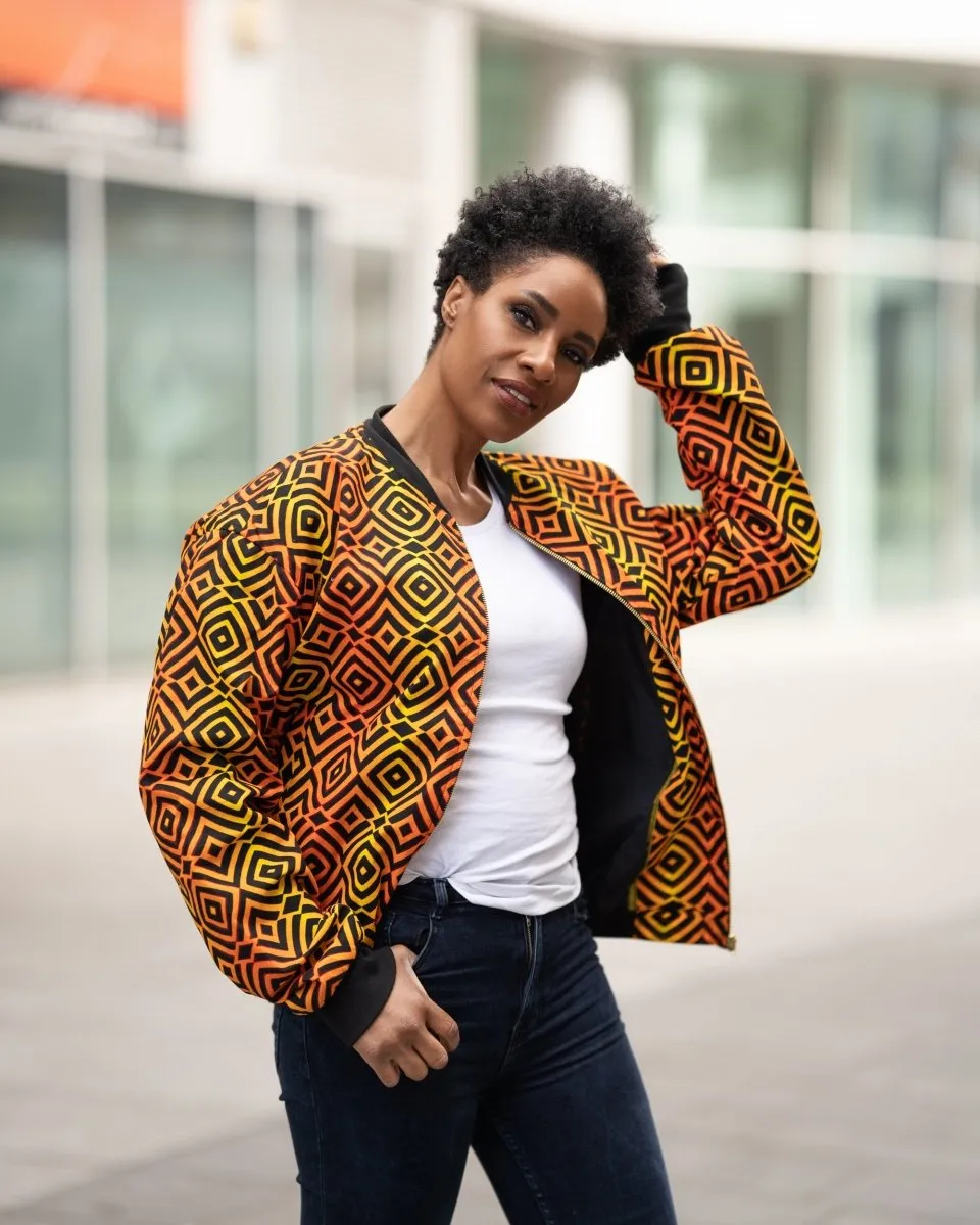 African Bomber Jacket In Electric Orange