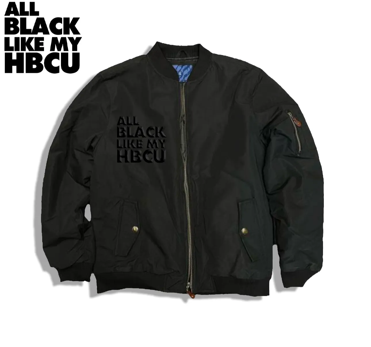 All Black Like My HBCU Black on Black Bomber Jacket: Alcorn State