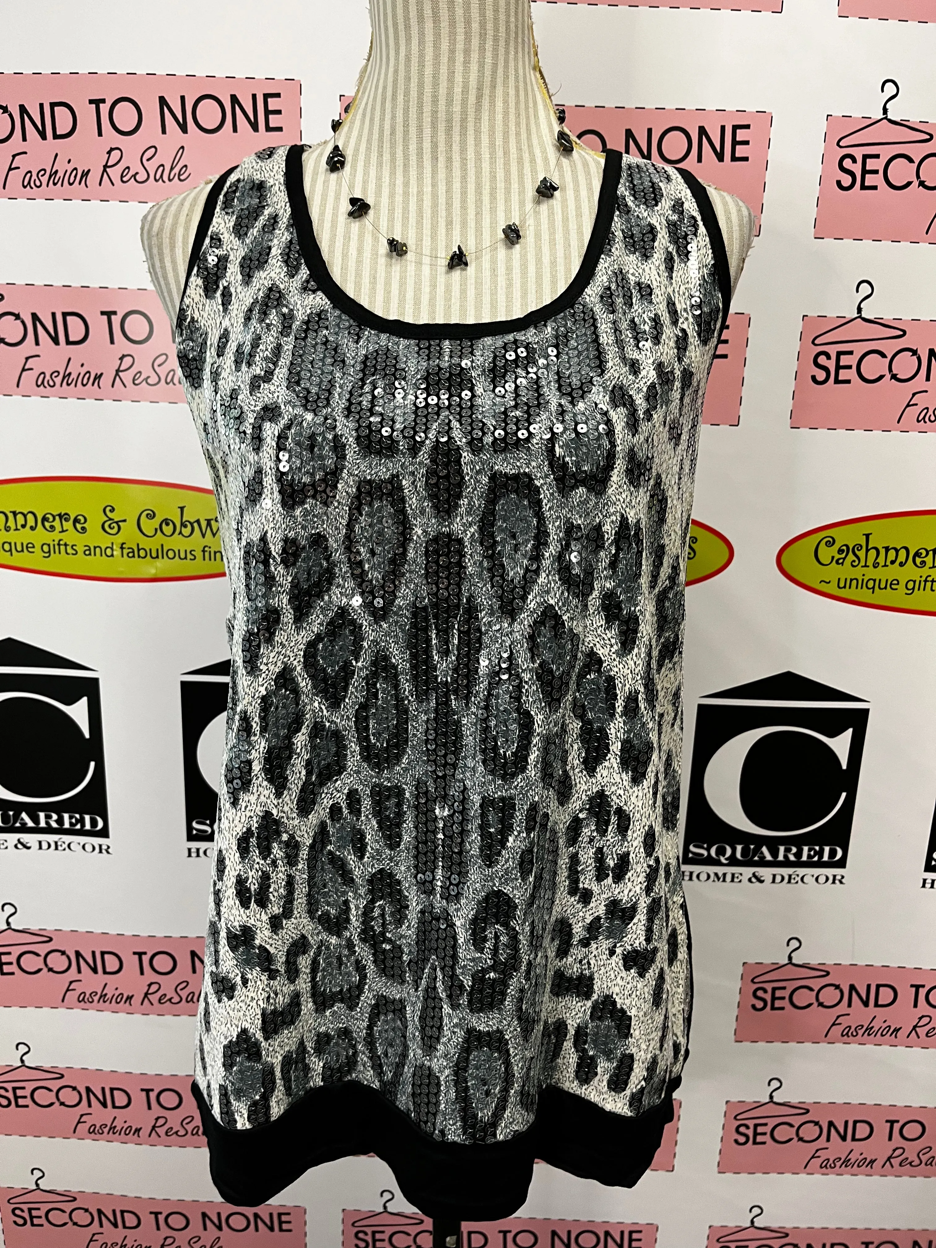 Animal Print Sequin Tank (Plus Sizes) (2 Colours)