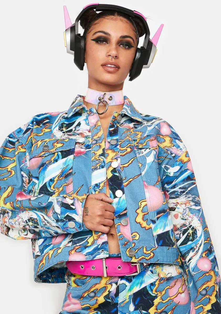 Anime Print Denim Jacket