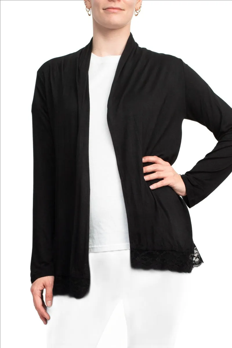 Anne Rose Open Front Long Sleeve Rayon Cardigan