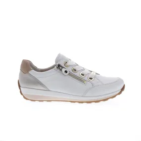 Ara Ollie White Leather Side Zip Lace Sneaker 12-34587-79