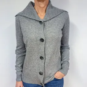 Ash Grey Cashmere Collared Cardigan Medium