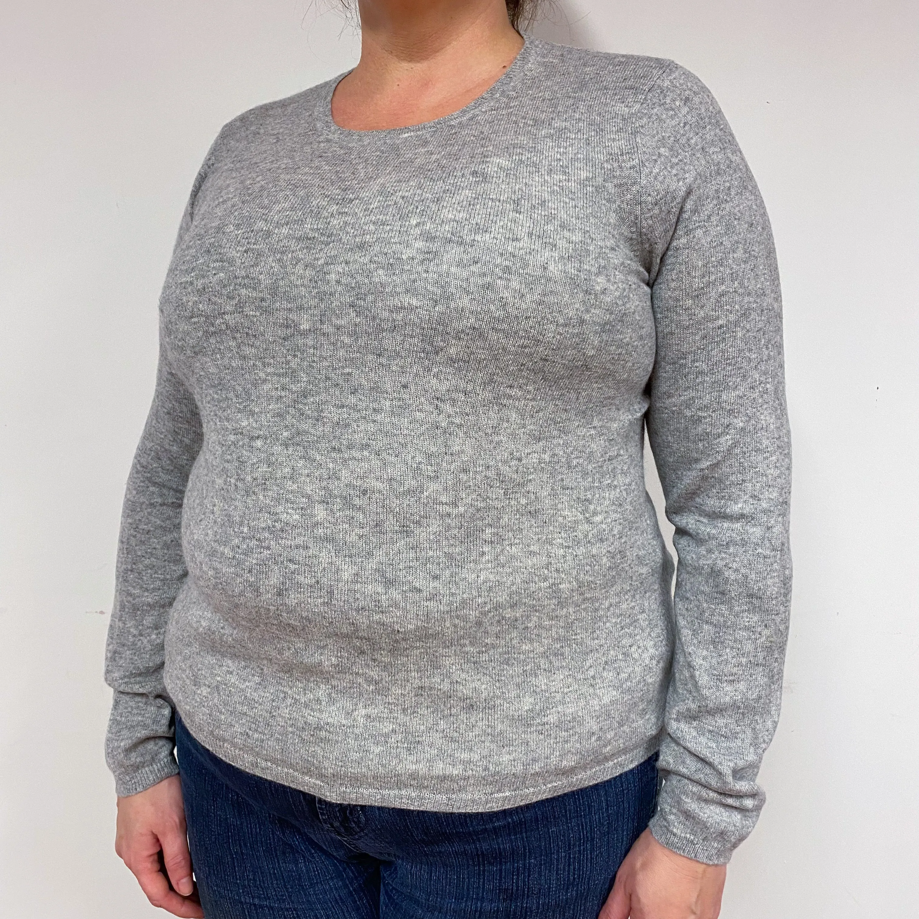 Ash Grey Cashmere Crew Neck Jumper Extra Large