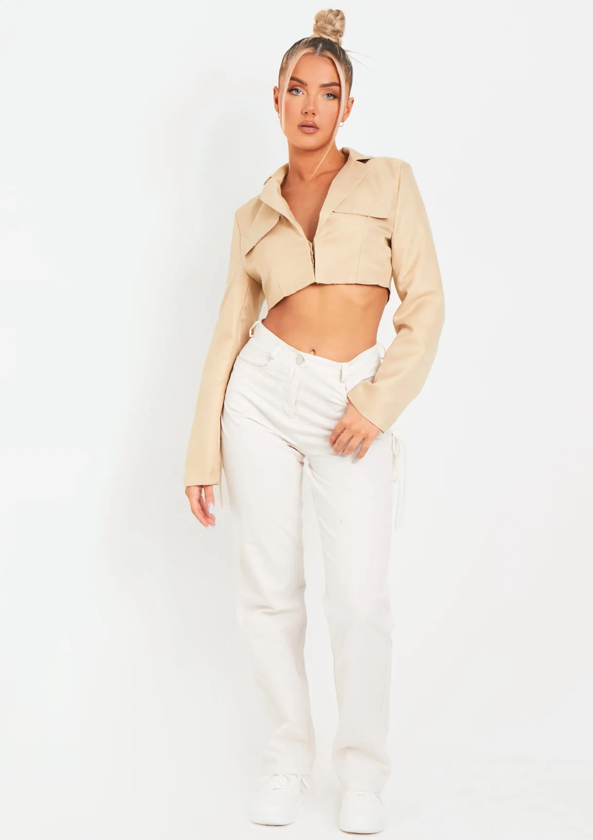 Ashlyn Stone Cropped Cargo Blazer Jacket