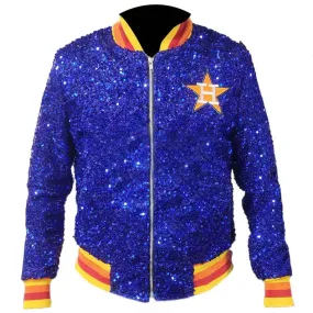 Astros Sequin Glitter Bomber Jacket