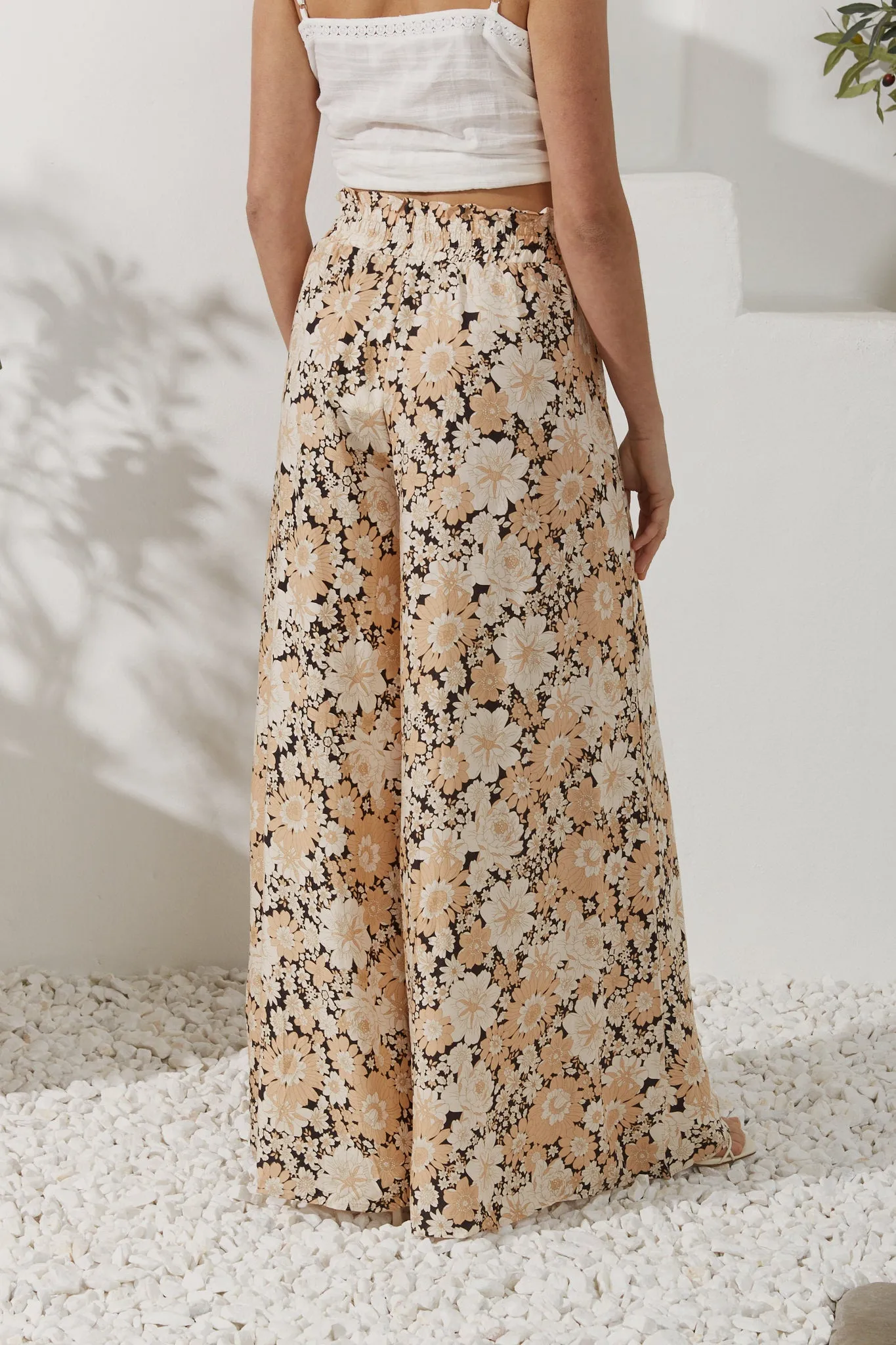 Aurelia Orange Floral Wide Leg Pants