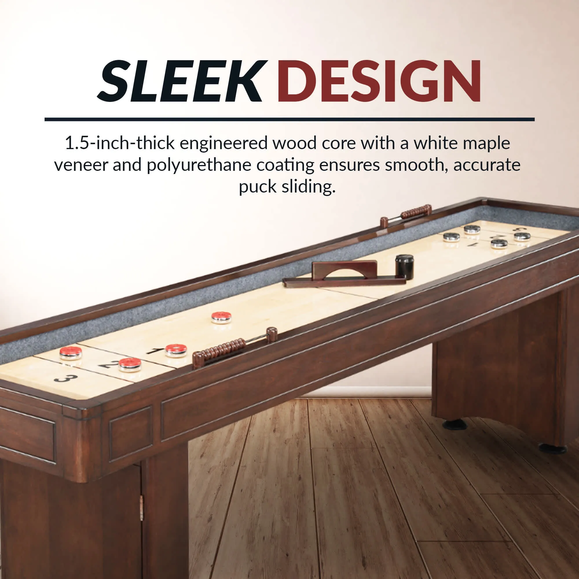 Austin 9-ft Shuffleboard Table - Mahogany Finish