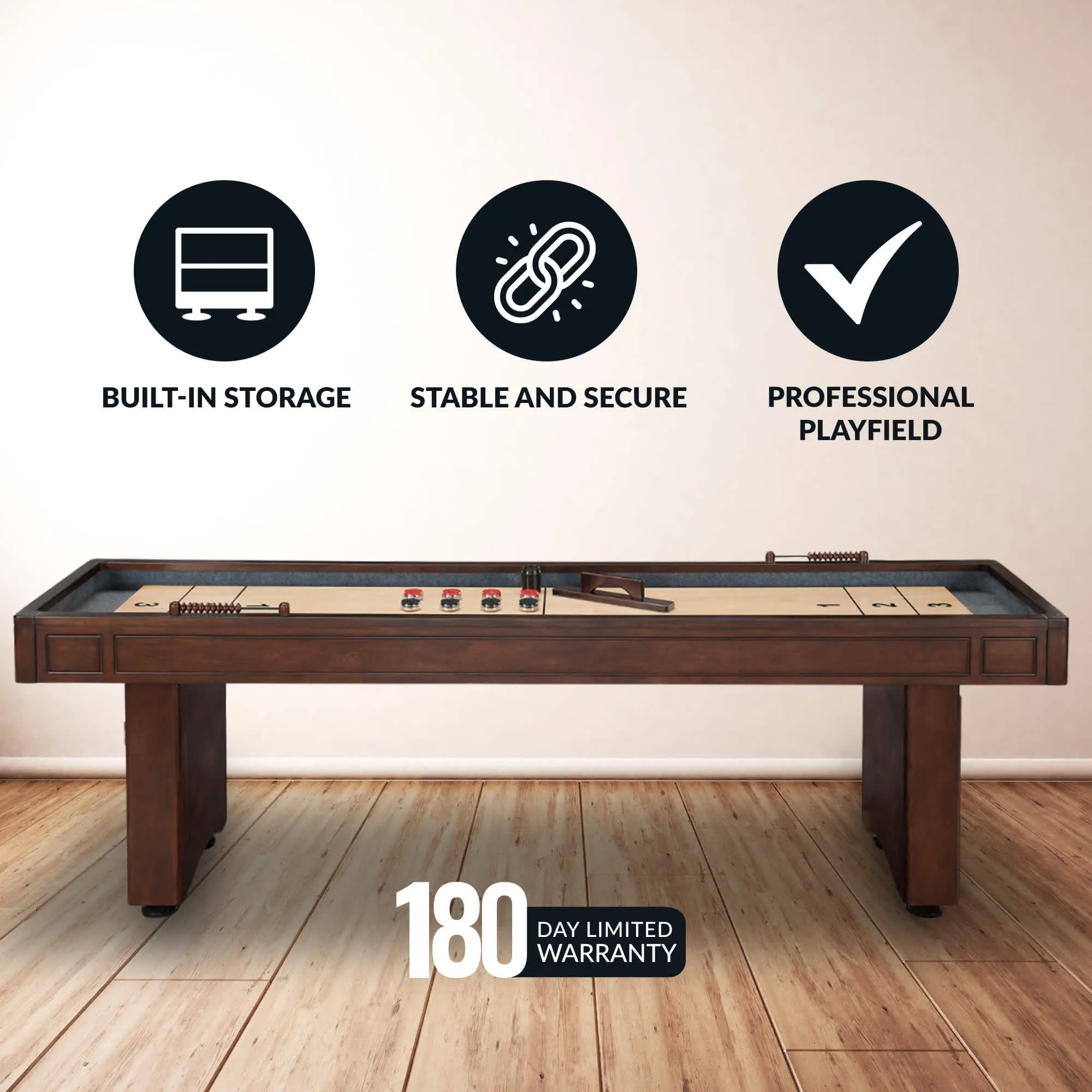 Austin 9-ft Shuffleboard Table - Mahogany Finish