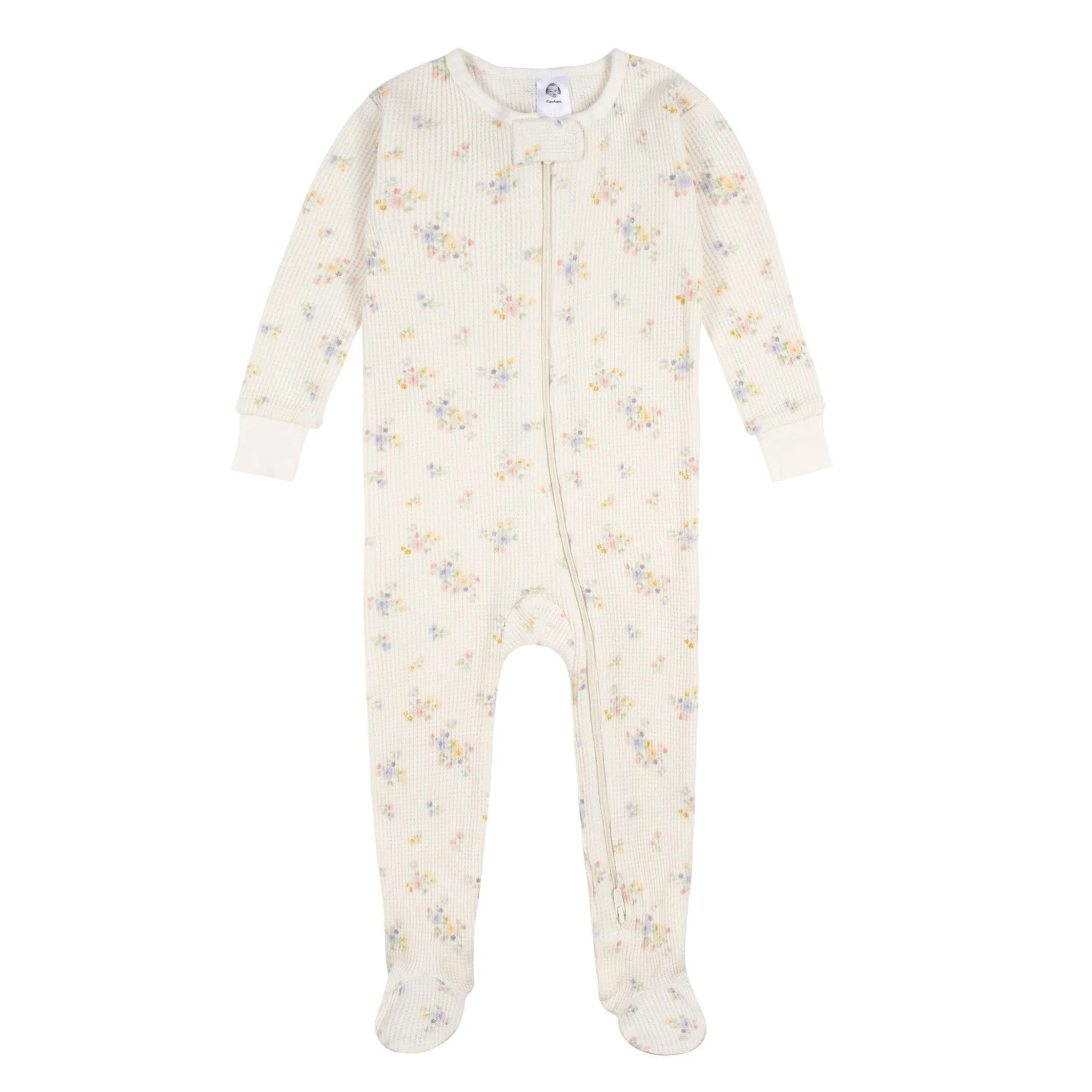 Baby Girls Ivory Floral Snug Fit Footed Pajamas