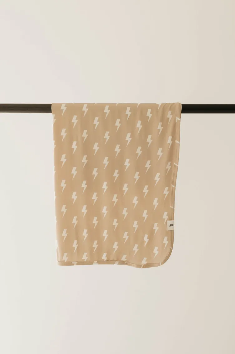 Bamboo Swaddle | Tan & Cream Lightning Bolt