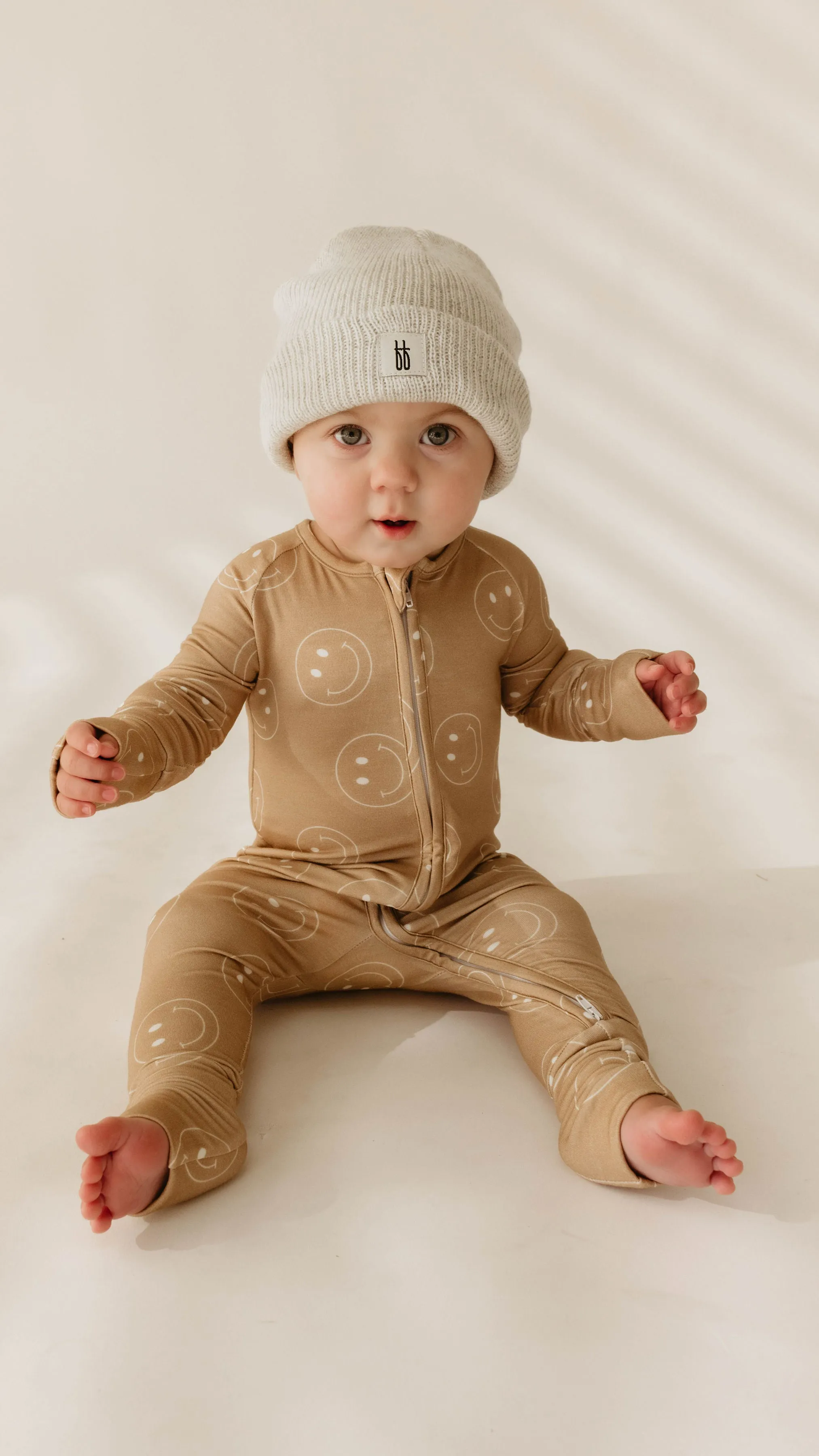 Bamboo Zip Pajamas | Just Smile Tan