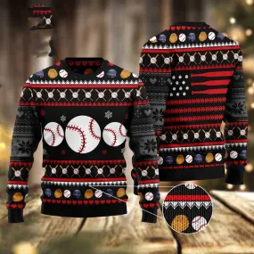 Baseball Balls Christmas Ugly Christmas Sweater, Funny Xmas Sweater Baseball Lovers