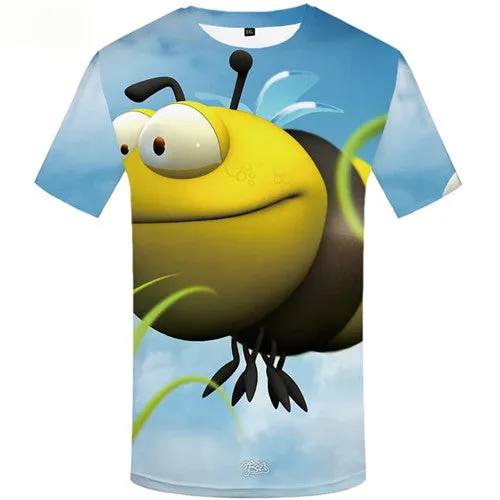 Bee T-shirt Men Animal Tshirts Cool Sky T shirts Funny Harajuku Tshirts Novelty Short Sleeve Full Print Mens Tops Male Sport