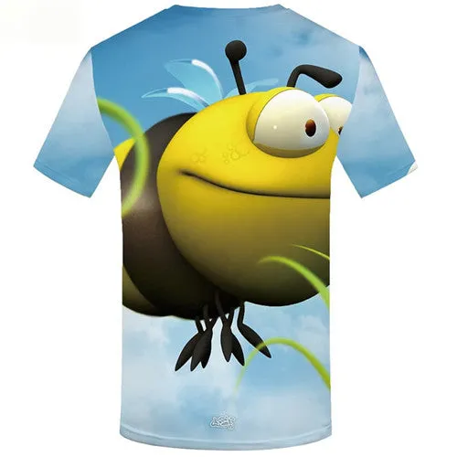 Bee T-shirt Men Animal Tshirts Cool Sky T shirts Funny Harajuku Tshirts Novelty Short Sleeve Full Print Mens Tops Male Sport