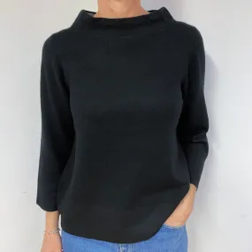 Black 3/4 Sleeve Cashmere Turtle Neck Jumper Medium