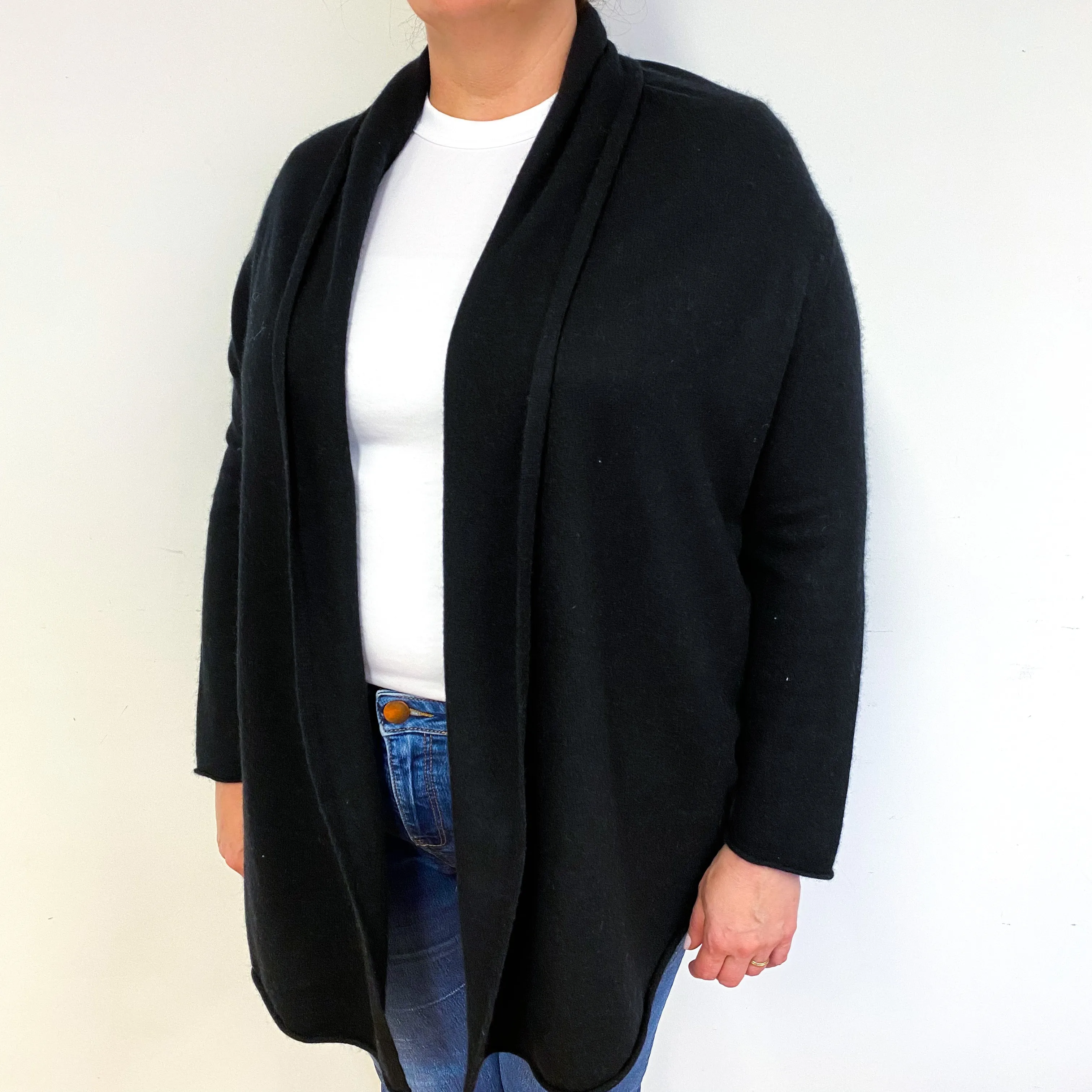 Black Cashmere Edge to Edge Cardigan Extra Large