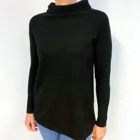 Black Cashmere Funnel Neck Jumper Medium