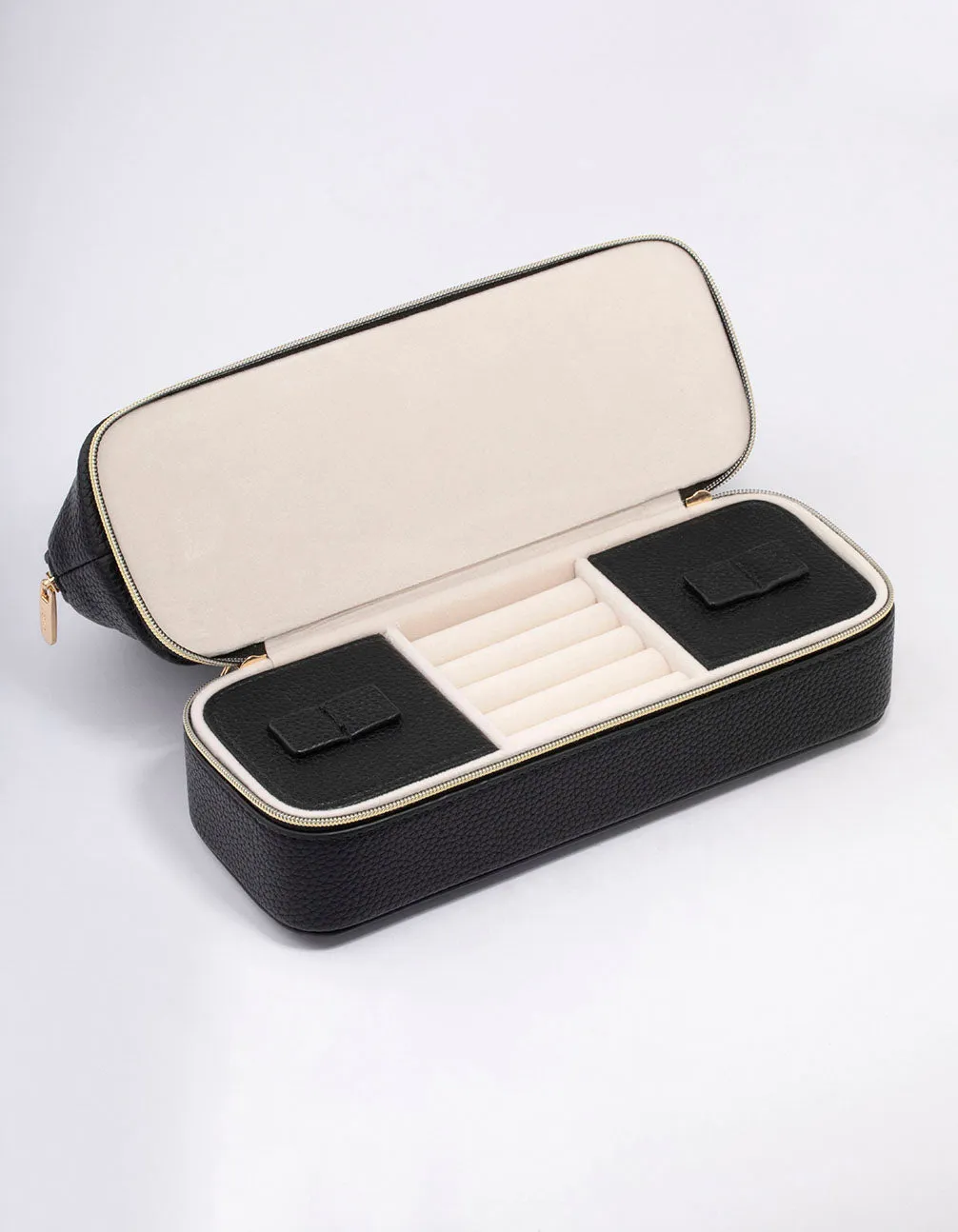 Black Faux Leather Makeup Bag & Jewellery Box