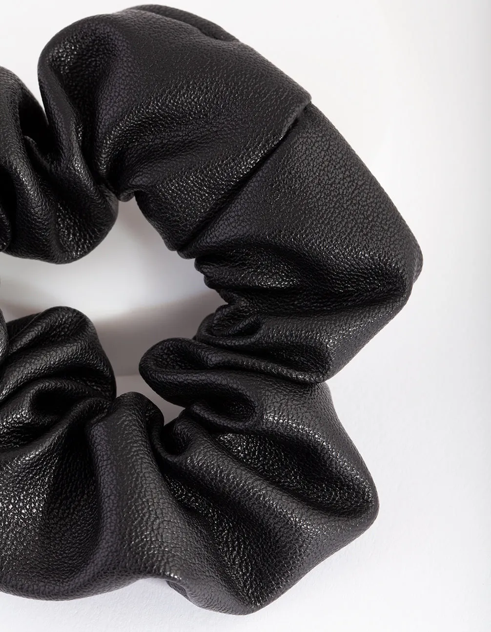 Black Faux Leather Scrunchie