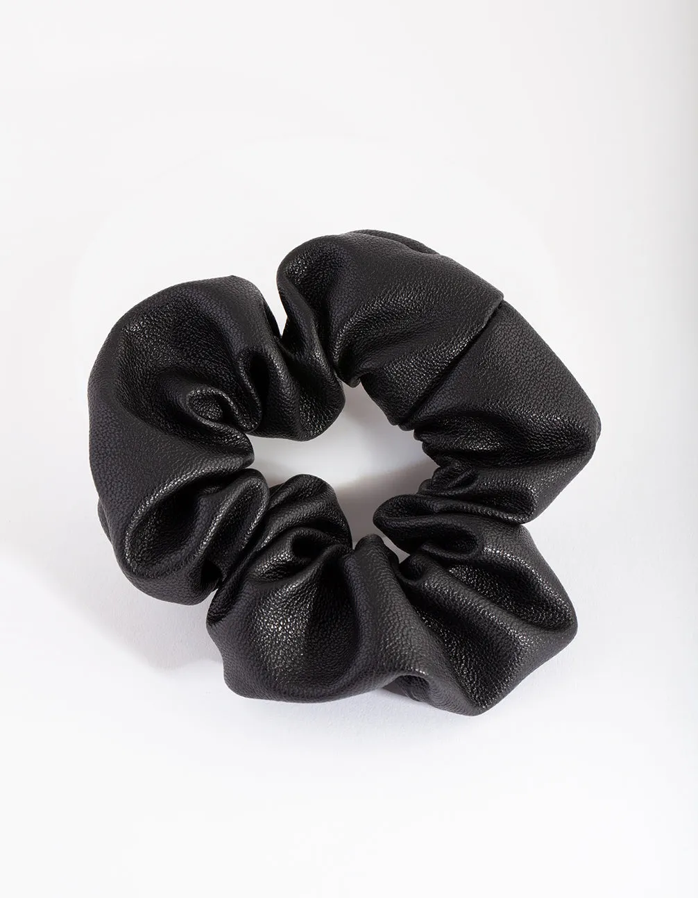 Black Faux Leather Scrunchie